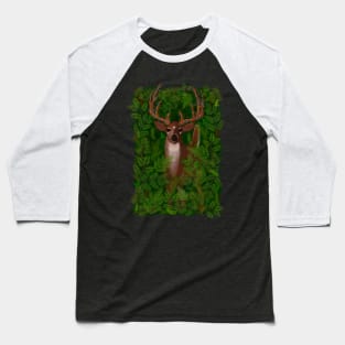 Christmas Fairy lights holiday deer illustration on a forest background Baseball T-Shirt